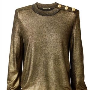 NWT H&M Balmain Gold Long Sleeve Top